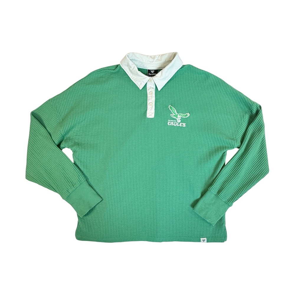 Fanatics Philadelphia Eagles Rugby Shirt Women Small Green Waffle Knit 19020